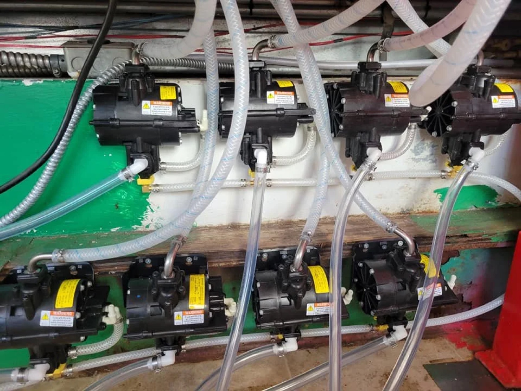 Bag-in-box pumps and beverage lines installed in the food truck