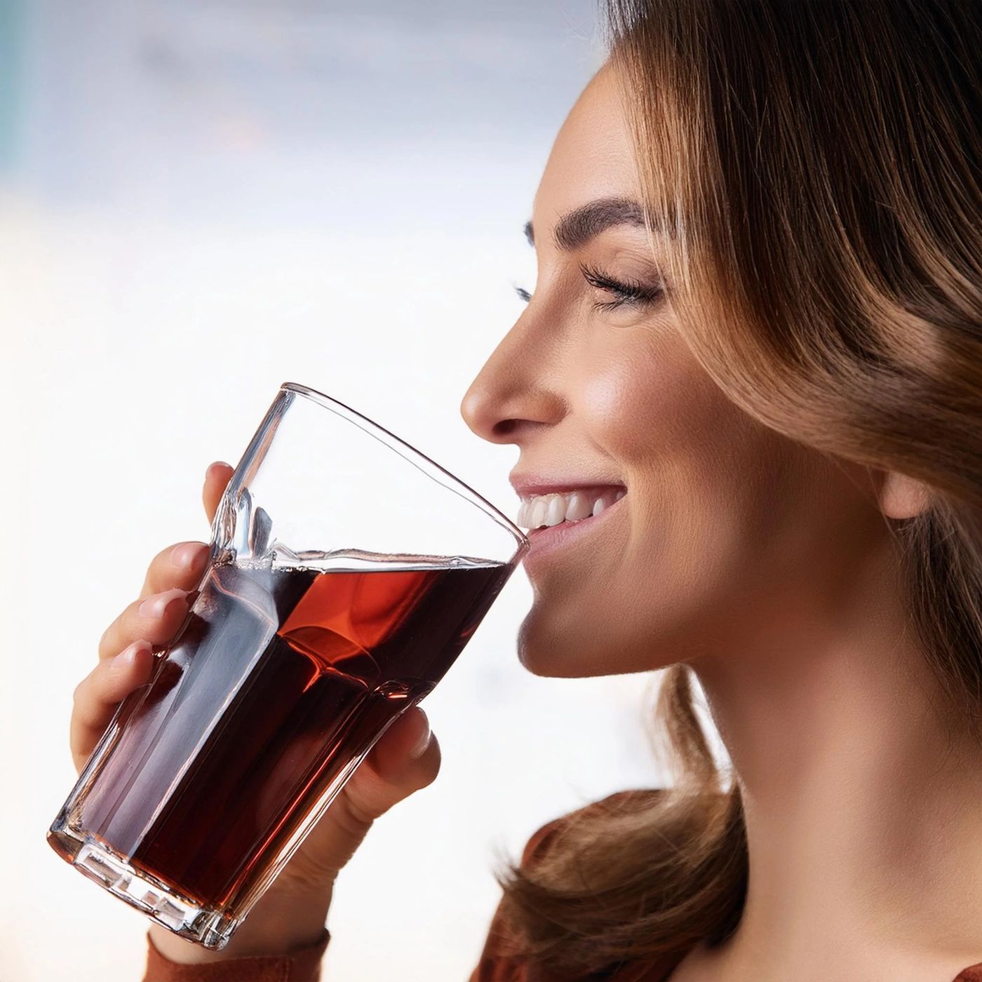 A guest enjoying a freshly poured fountain beverage